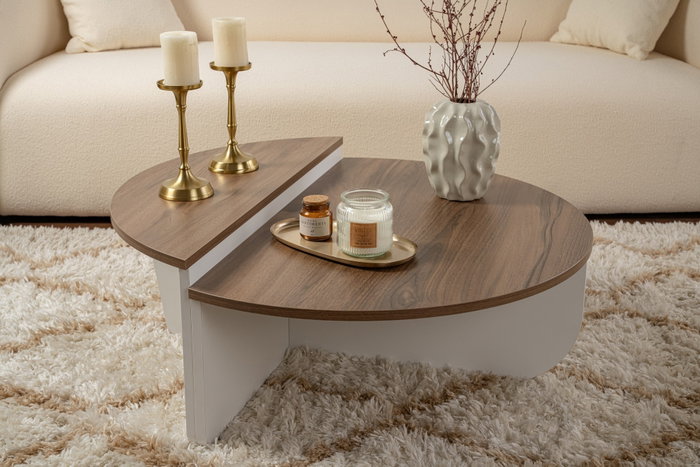 Nordure Mesa de Centro Orion Nogal y Blanco 90x30x60cm 85x35x30cm